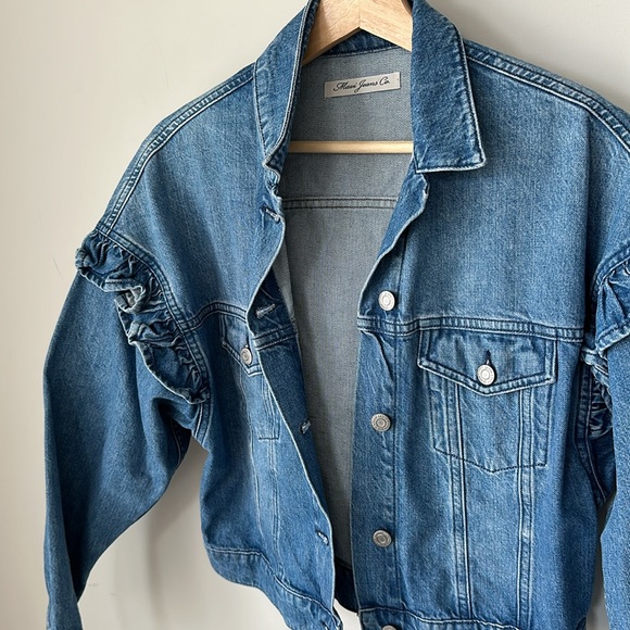 Mavi Jeans Co. Cropped Ruffle Jean Jacket NWOT - size Small - Picture 2 of 6